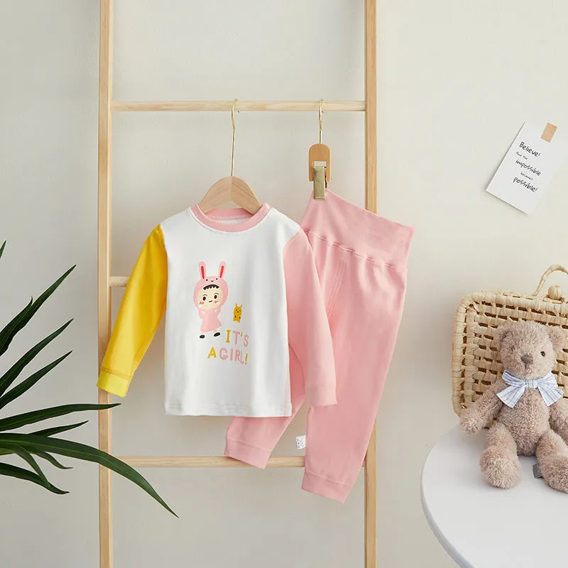 Online Celebrity Children's Autumn Clothes Autumn Pants Set Baby Spring And Autumn Clothes High Waist Boys' And Girls' Cotton Pajamas Underwear Drop Shipping