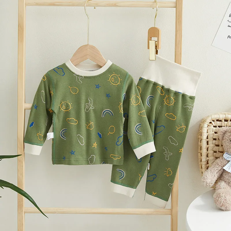 Online Celebrity Children's Autumn Clothes Autumn Pants Set Baby Spring And Autumn Clothes High Waist Boys' And Girls' Cotton Pajamas Underwear Drop Shipping