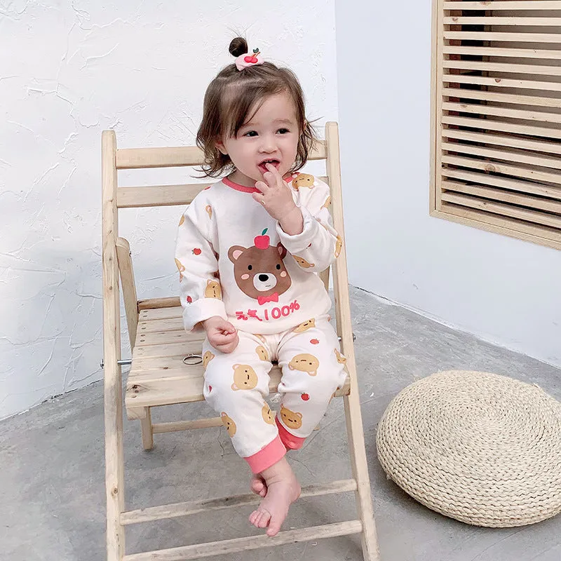 Online Celebrity Children's Autumn Clothes Autumn Pants Set Baby Spring And Autumn Clothes High Waist Boys' And Girls' Cotton Pajamas Underwear Drop Shipping