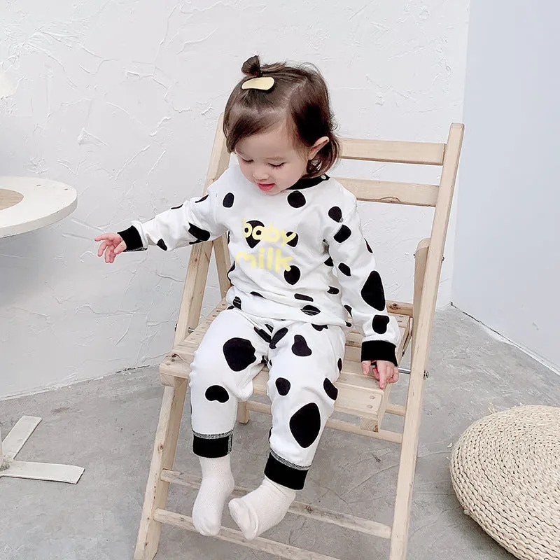 Online Celebrity Children's Autumn Clothes Autumn Pants Set Baby Spring And Autumn Clothes High Waist Boys' And Girls' Cotton Pajamas Underwear Drop Shipping