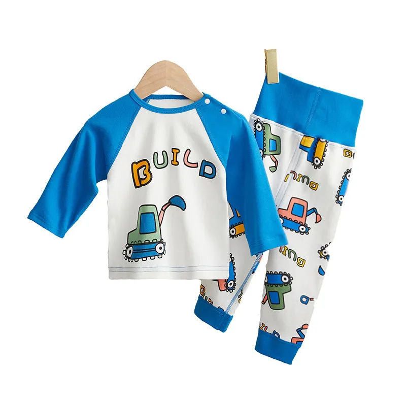 Online Celebrity Children's Autumn Clothes Autumn Pants Set Baby Spring And Autumn Clothes High Waist Boys' And Girls' Cotton Pajamas Underwear Drop Shipping