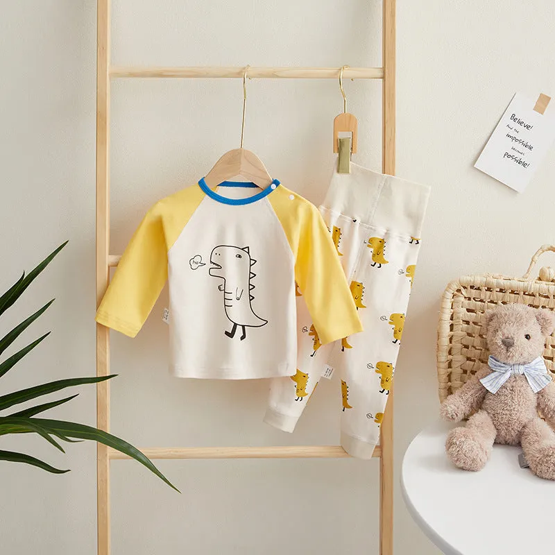 Online Celebrity Children's Autumn Clothes Autumn Pants Set Baby Spring And Autumn Clothes High Waist Boys' And Girls' Cotton Pajamas Underwear Drop Shipping