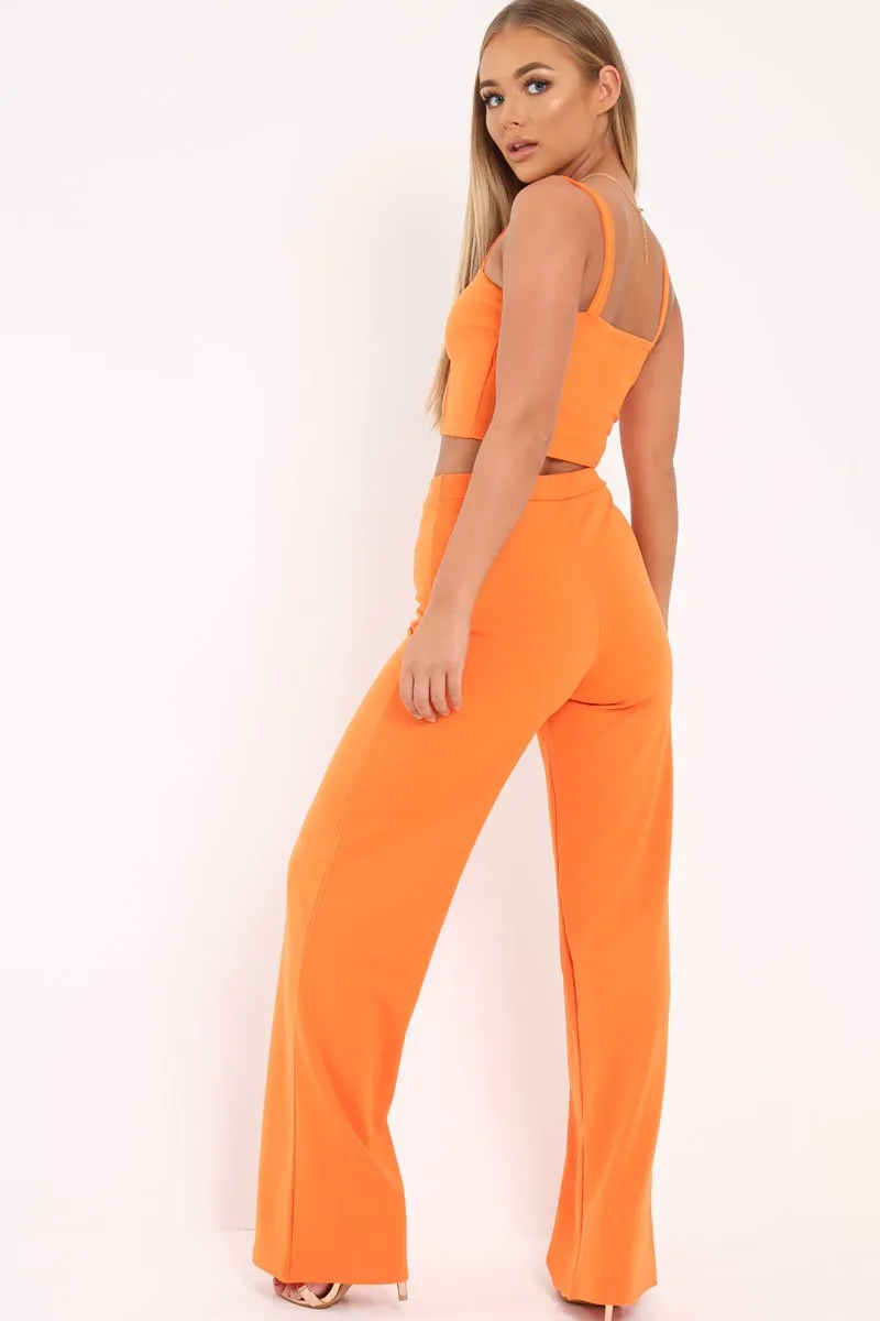 Orange Crop Top and Trousers Co-ord Set - Kimmy