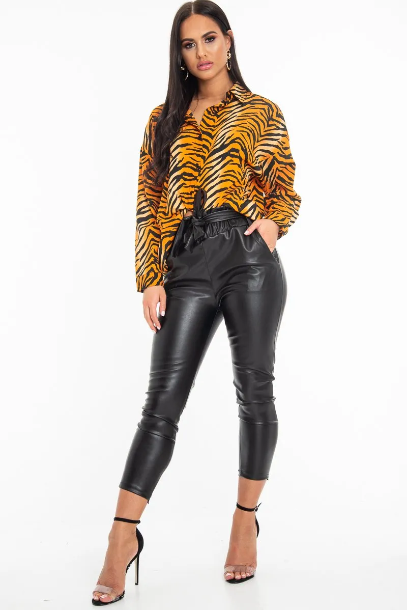 Orange Tiger Print Button Down Shirt - Katy