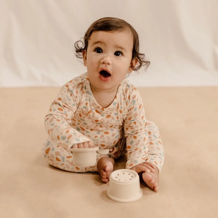 Organic L/Slv Bodysuit - Dino Terrazzo