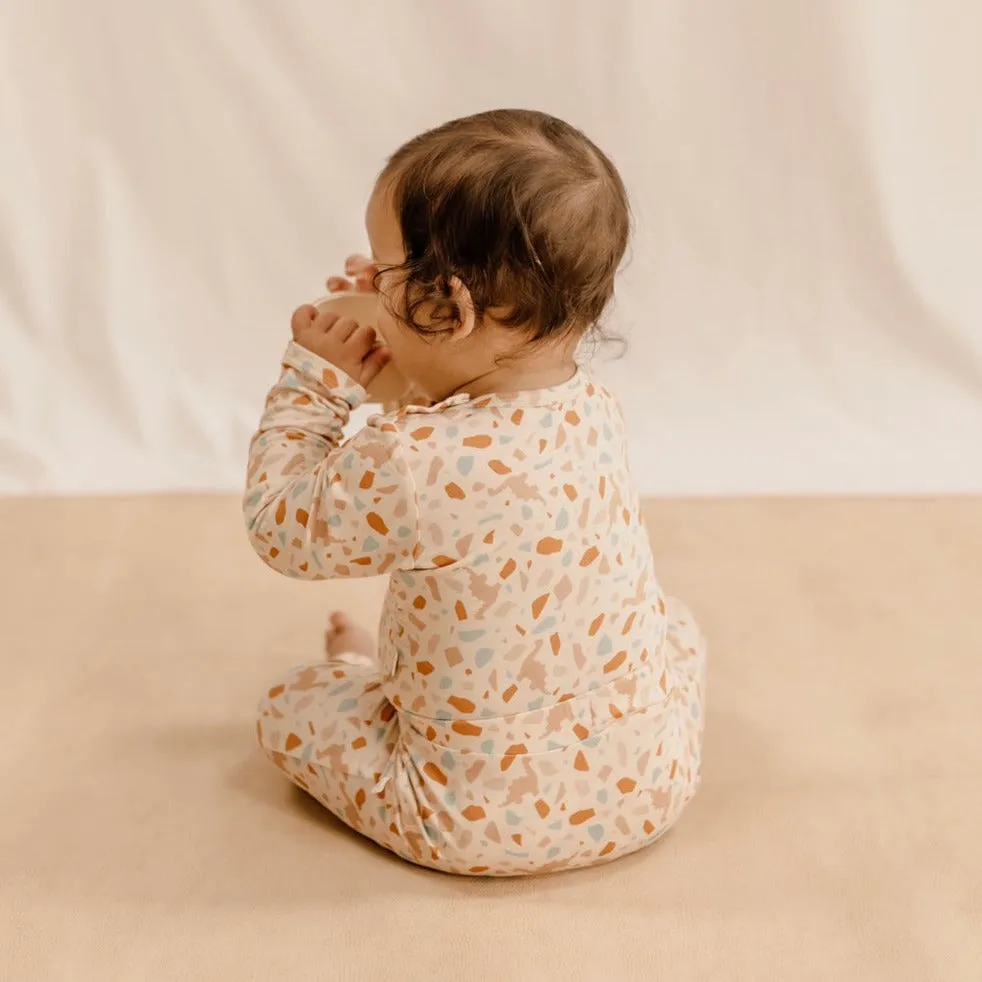 Organic L/Slv Bodysuit - Dino Terrazzo