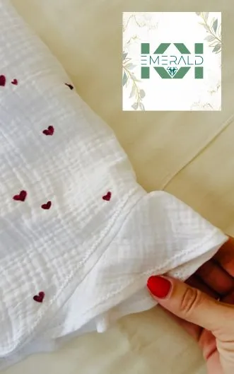 Pajama Set with Hand-Drawn Hearts l Organic & Eco-Friendly Muslin Cotton