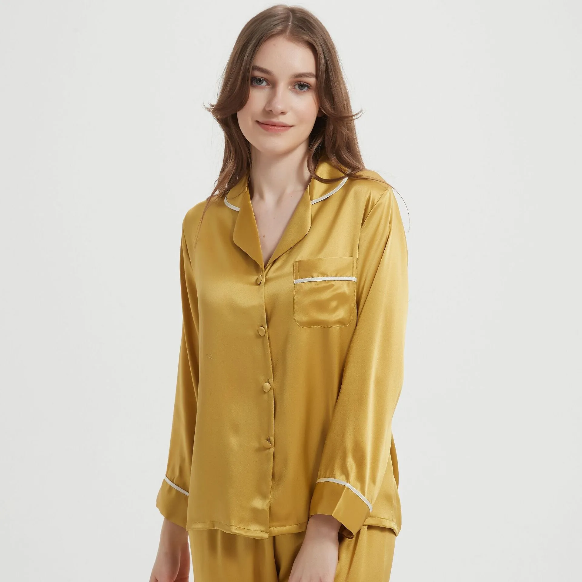 Pajamas Two-piece Homewear Long Sleeve Silk Women