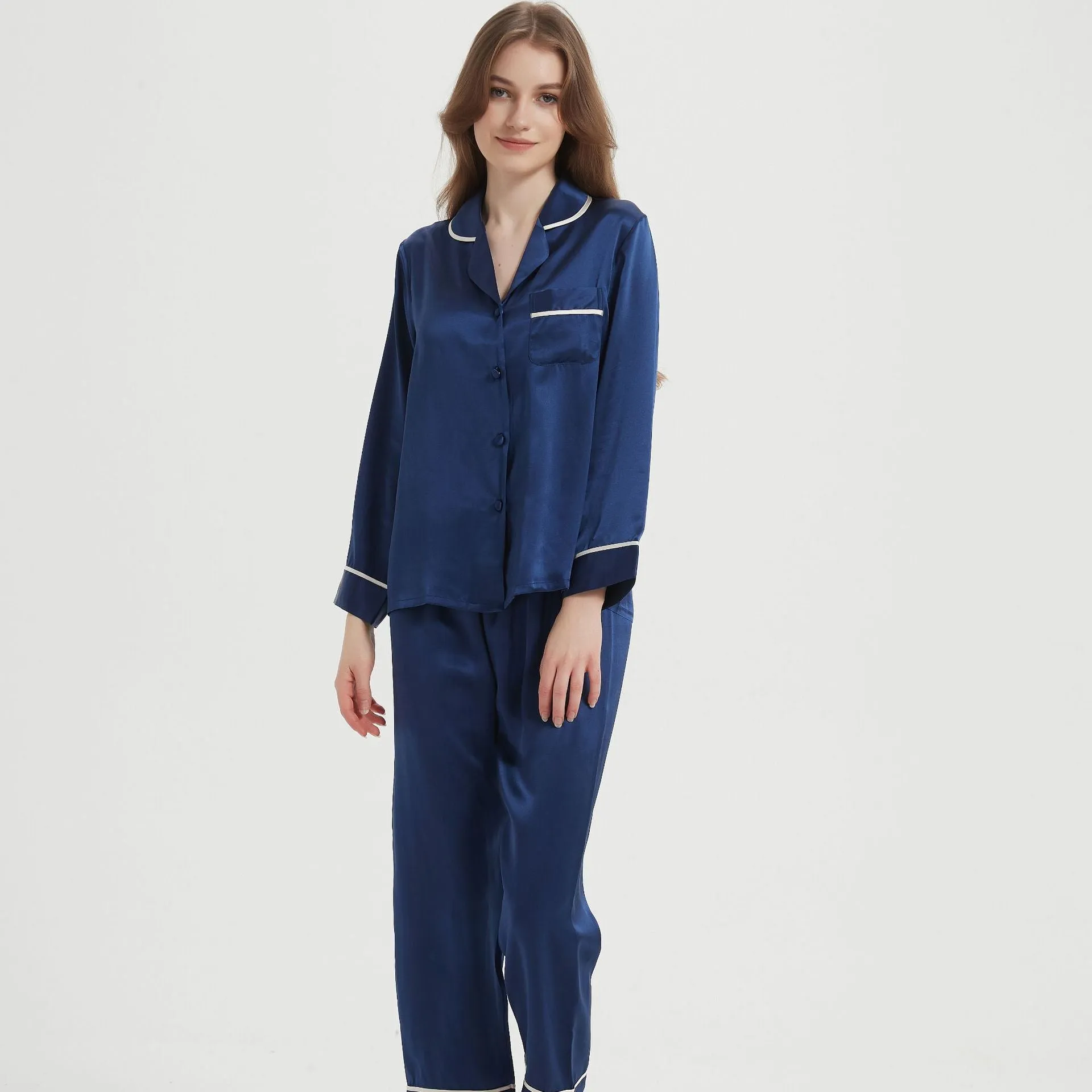 Pajamas Two-piece Homewear Long Sleeve Silk Women