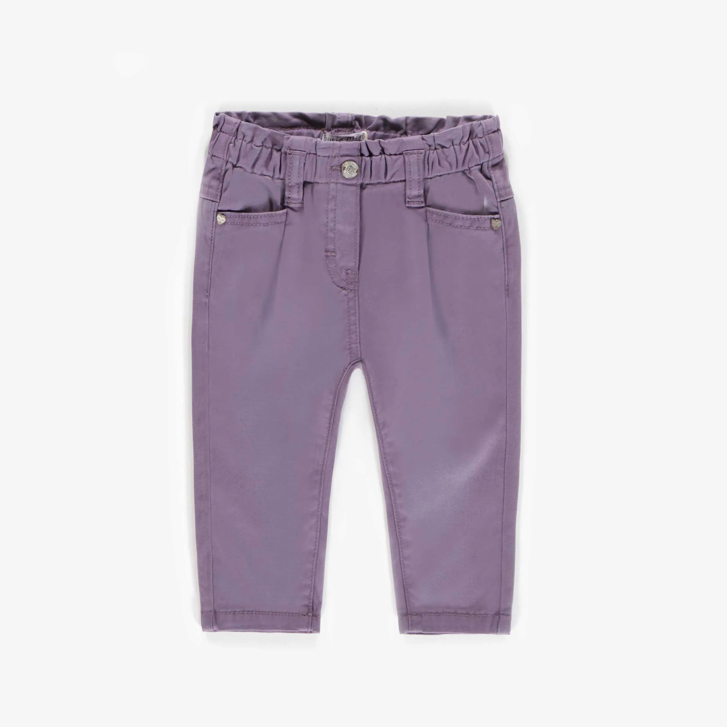 Pantalon mauve en denim extensible coupe décontractée, bébé  || Purple relaxed fit stretch denim pants, baby
