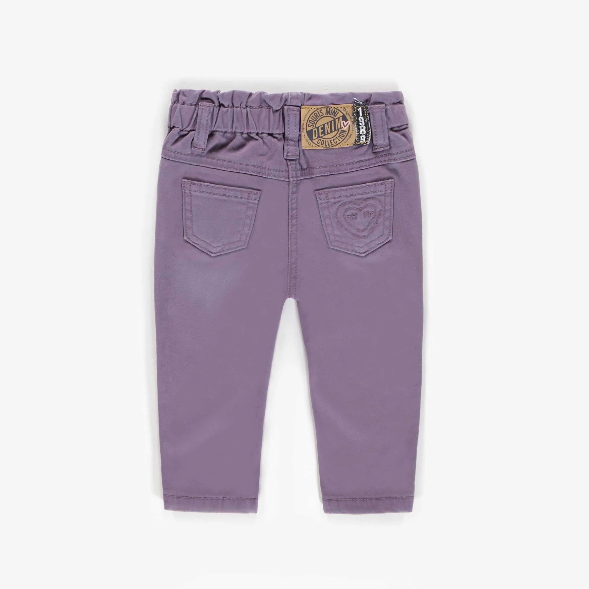 Pantalon mauve en denim extensible coupe décontractée, bébé  || Purple relaxed fit stretch denim pants, baby