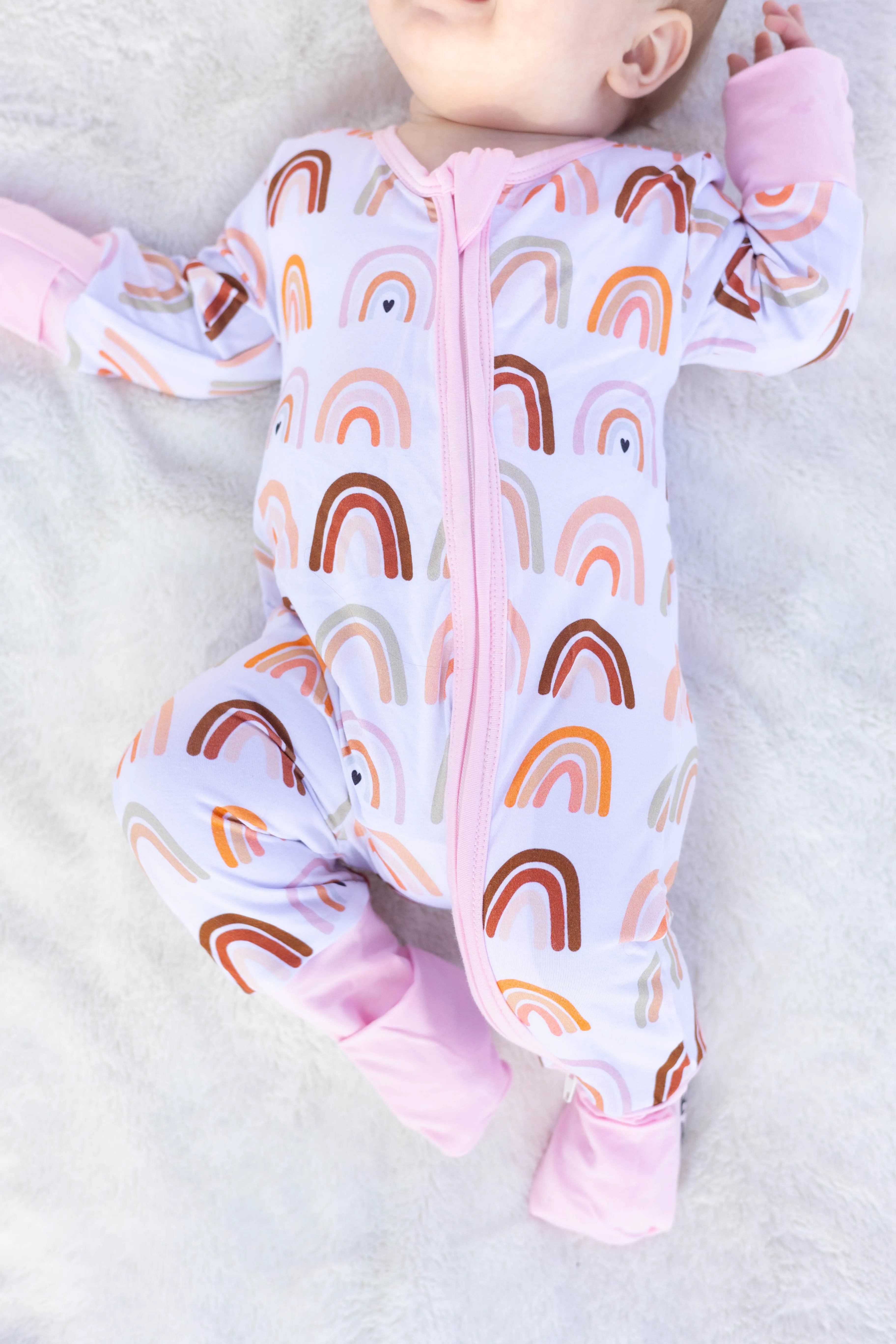 Pastel Pink Neutral Rainbows Bamboo Sleeper