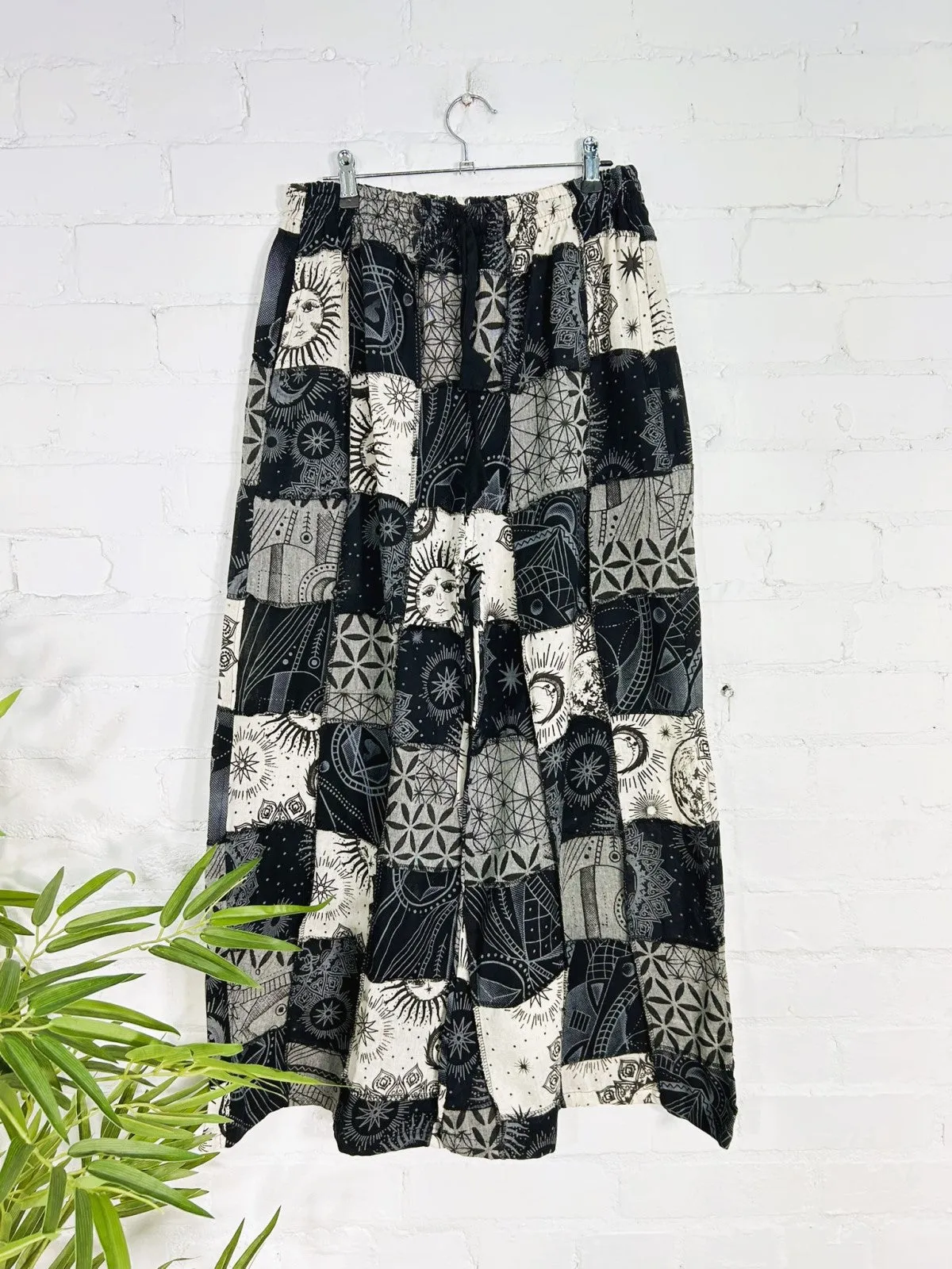 Patch & Screen Print Wide Leg Trousers