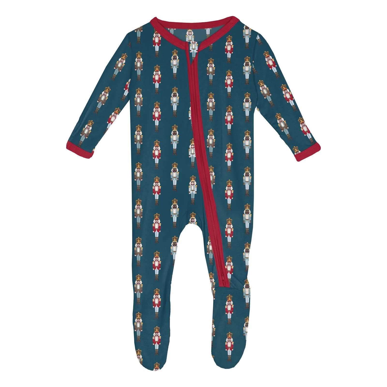 Peacock Nutcrackers Footie with 2-way zipper - Holiday