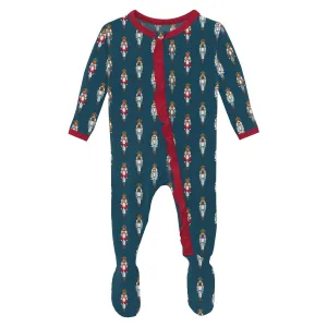 Peacock Nutcrackers Ruffle Footie with 2-way zipper - Holiday