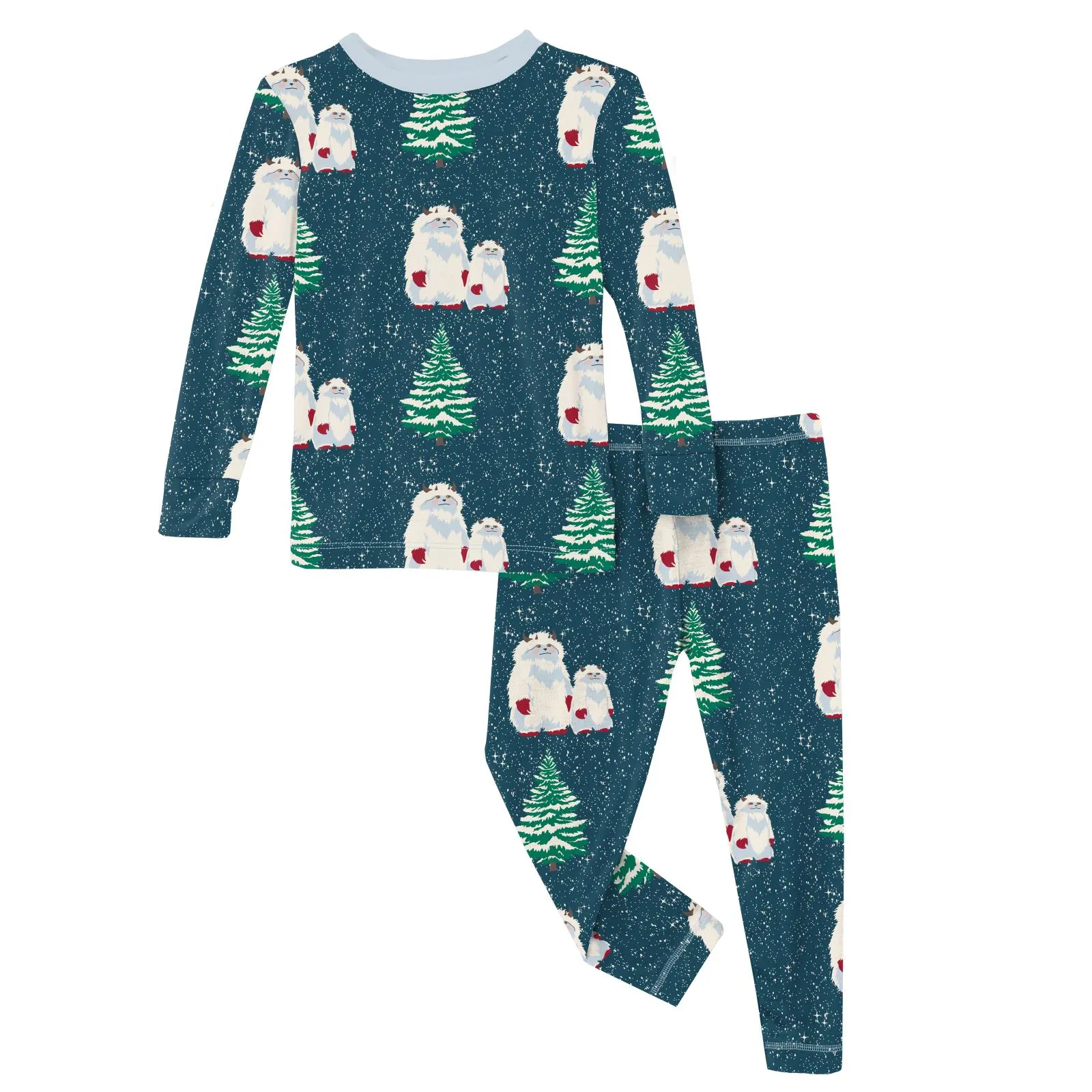 Peacock Yeti Long Sleeve Pajama Set Kickee Pants  - Holiday