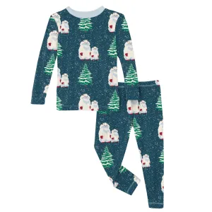 Peacock Yeti Long Sleeve Pajama Set Kickee Pants  - Holiday