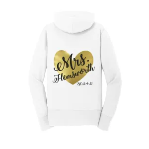 Personalized Mrs. Heart Hoodie with Wedding Date