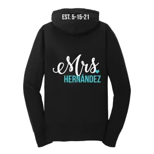 Personalized Mrs. Hoodie with Wedding Date on Hood