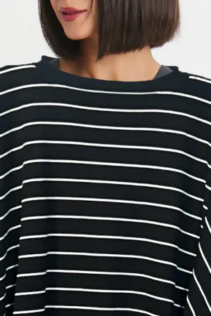 Pima Cotton Striped Oversized Crew Swing Tee