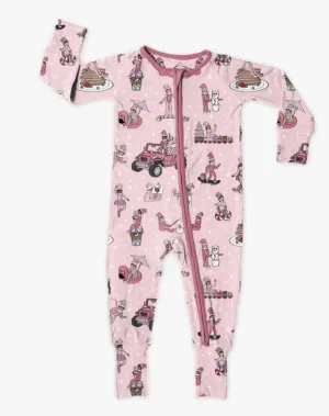 Pink Elfie Zip Up Bamboo Pajamas | Sweet P Baby Co
