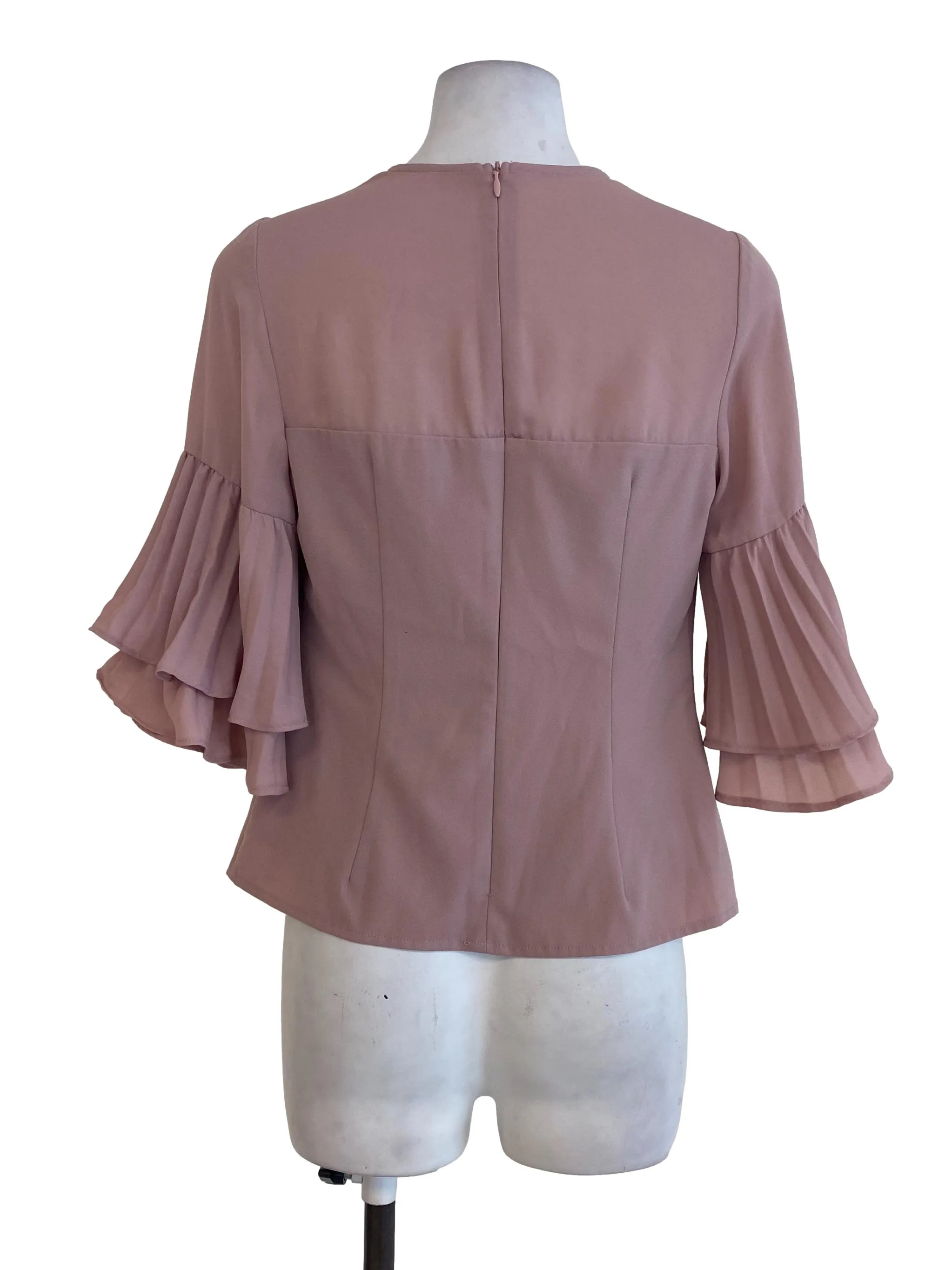 Pink Plain Pleated Sleeve Top LB