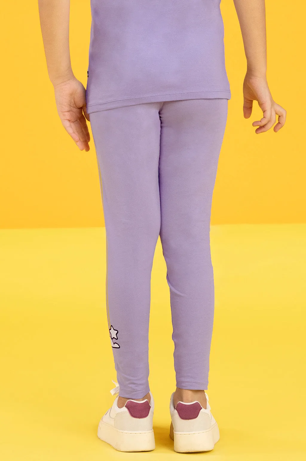 Playmate Girls Leggings Lilac Combed Cotton