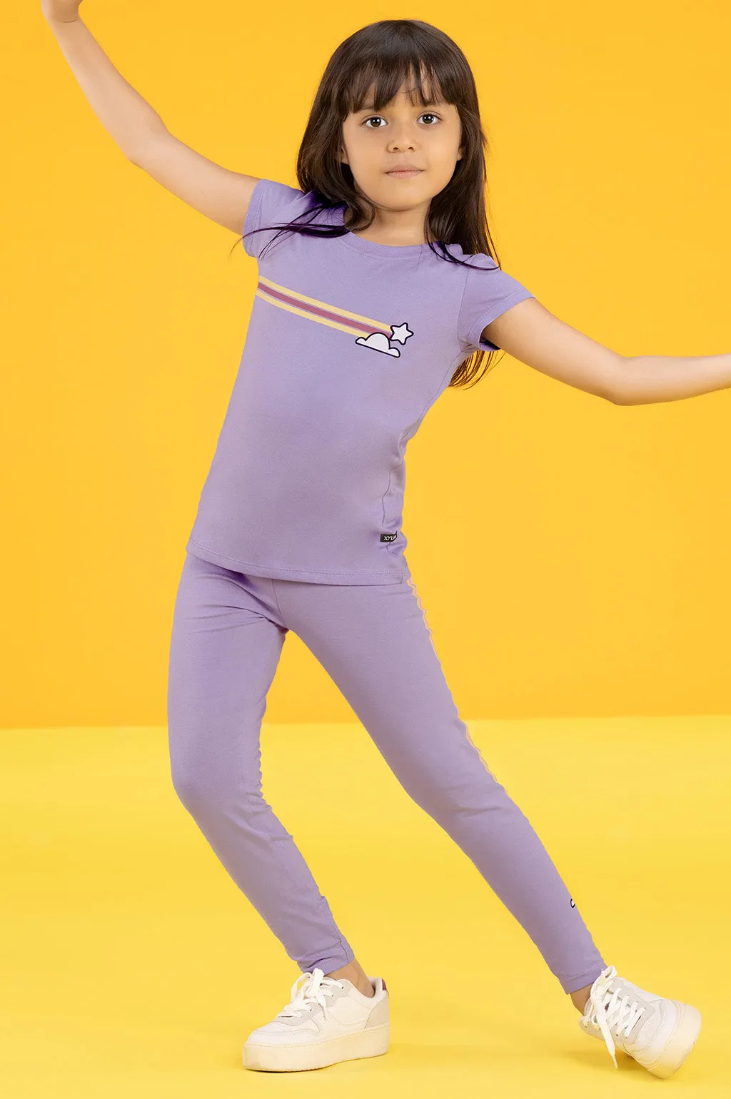 Playmate Girls Leggings Lilac Combed Cotton