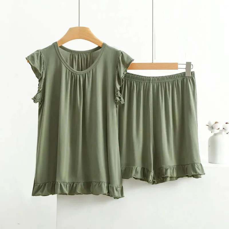 Plus Size Pajamas For Women New Sleeveless Tops & Shorts Suit Sleepwear Pajamas  Nightwear Set