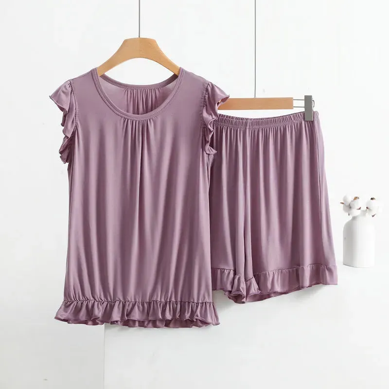Plus Size Pajamas For Women New Sleeveless Tops & Shorts Suit Sleepwear Pajamas  Nightwear Set