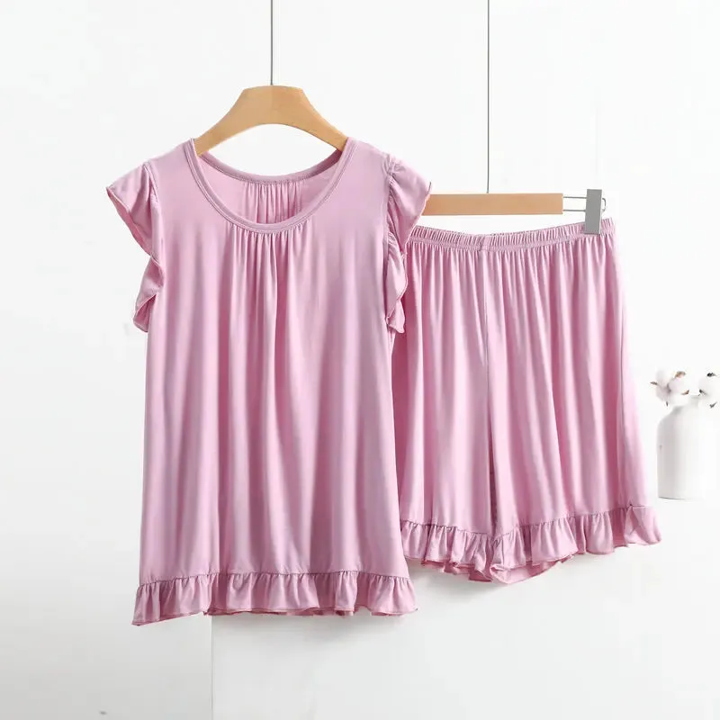 Plus Size Pajamas For Women New Sleeveless Tops & Shorts Suit Sleepwear Pajamas  Nightwear Set