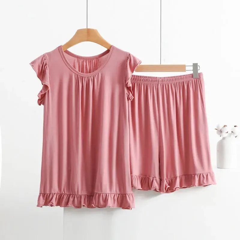 Plus Size Pajamas For Women New Sleeveless Tops & Shorts Suit Sleepwear Pajamas  Nightwear Set