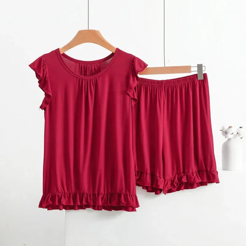 Plus Size Pajamas For Women New Sleeveless Tops & Shorts Suit Sleepwear Pajamas  Nightwear Set