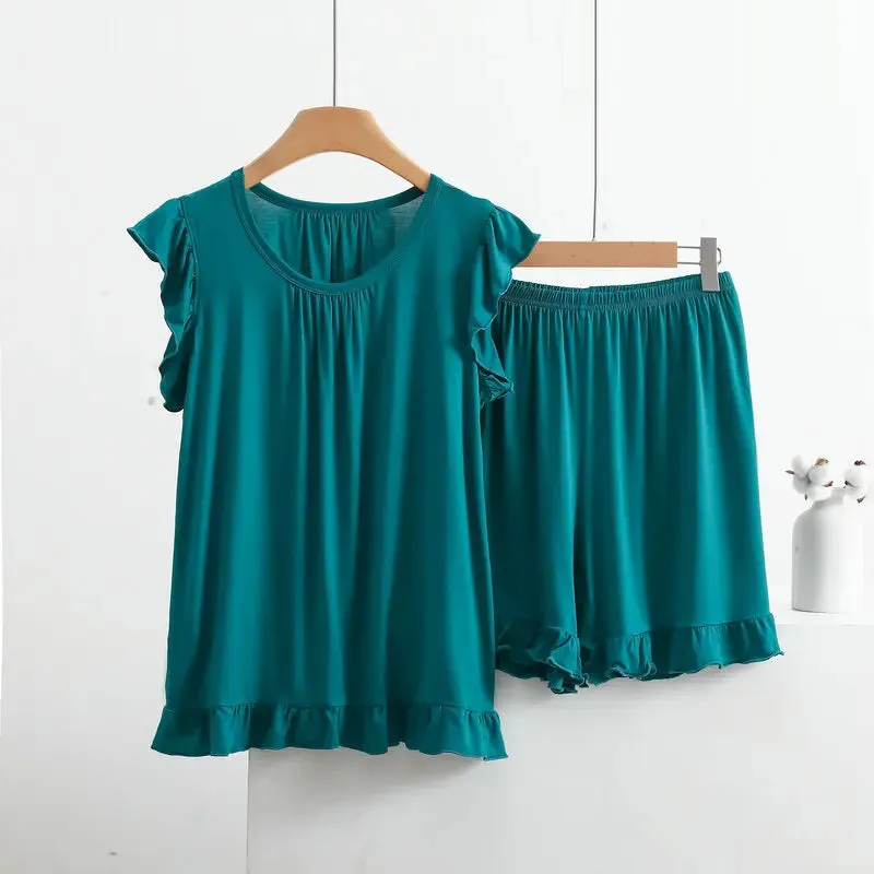 Plus Size Pajamas For Women New Sleeveless Tops & Shorts Suit Sleepwear Pajamas  Nightwear Set