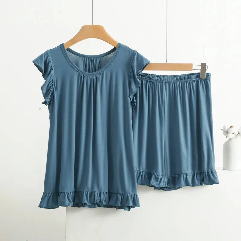 Plus Size Pajamas For Women New Sleeveless Tops & Shorts Suit Sleepwear Pajamas  Nightwear Set