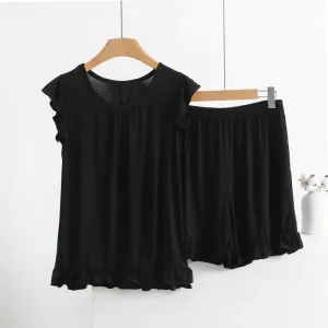 Plus Size Pajamas For Women New Sleeveless Tops & Shorts Suit Sleepwear Pajamas  Nightwear Set