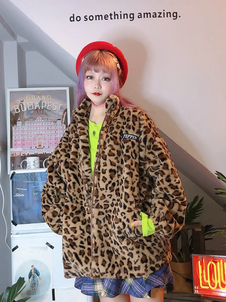 popular Korean version of the street hip hop retro leopard