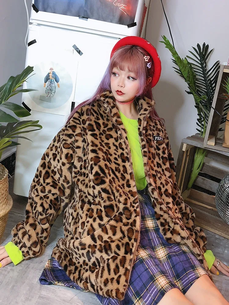 popular Korean version of the street hip hop retro leopard
