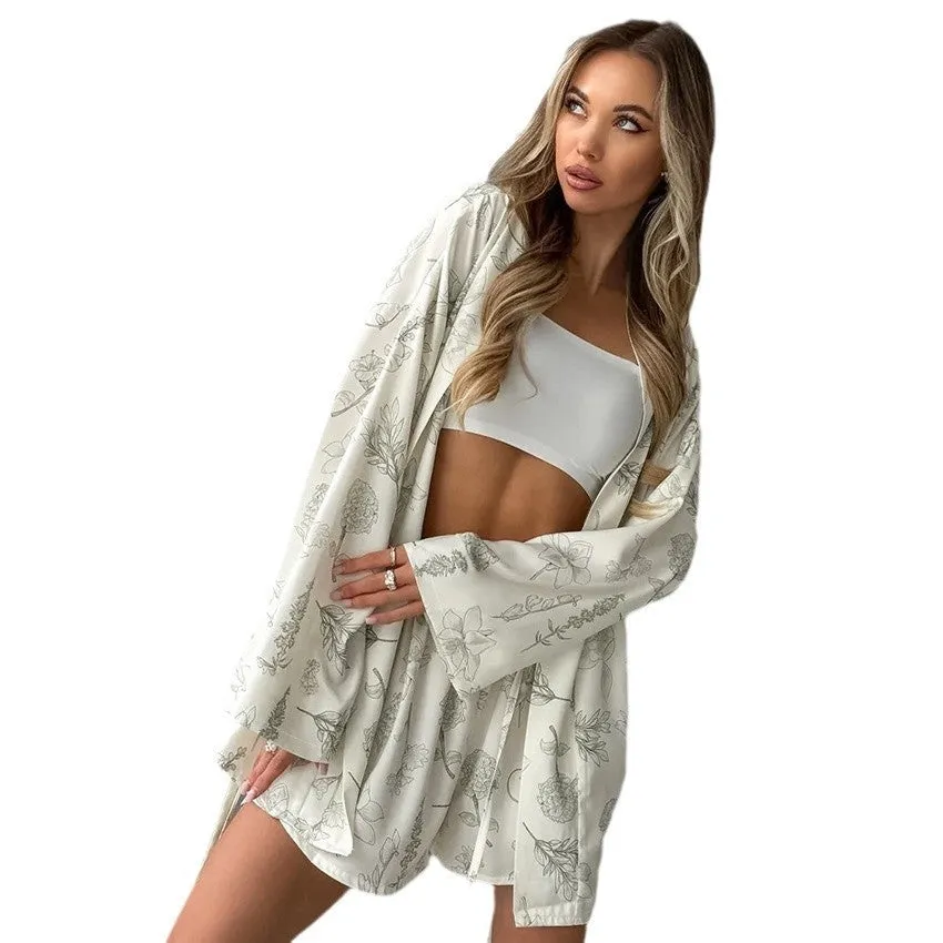 Printed Fashion Long Sleeve Shorts Pajamas Two-piece Set