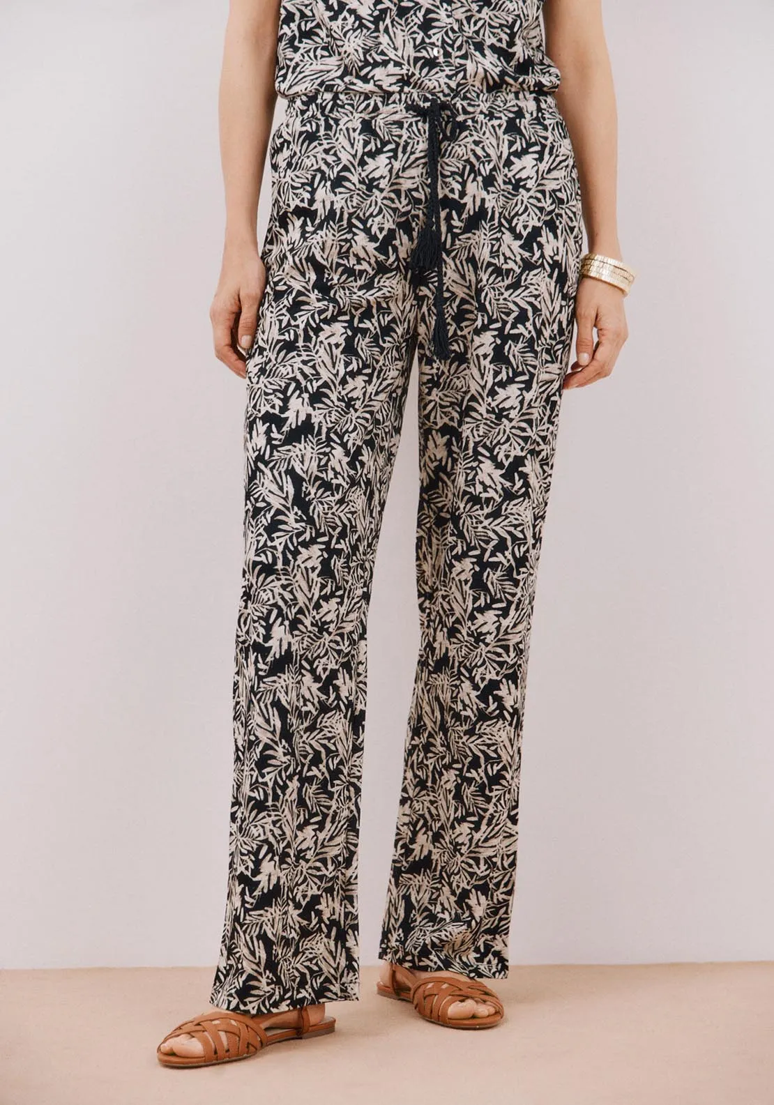 Printed Knit Trousers - White Print