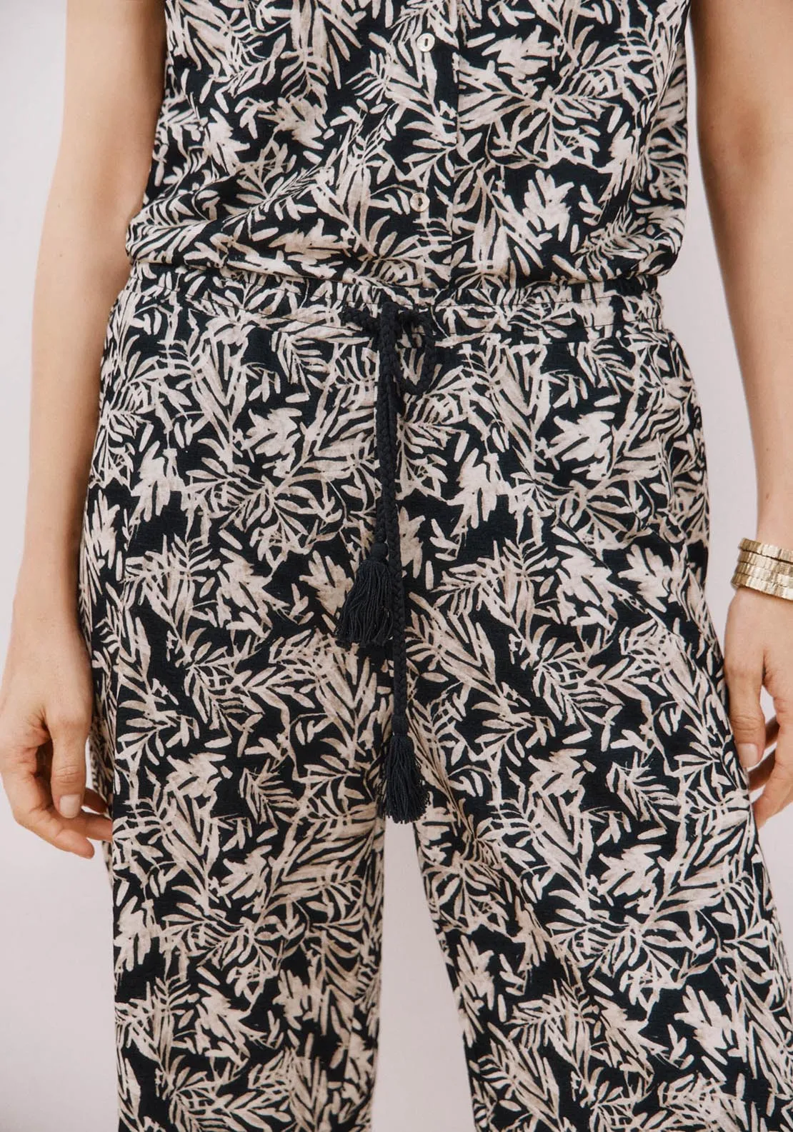 Printed Knit Trousers - White Print