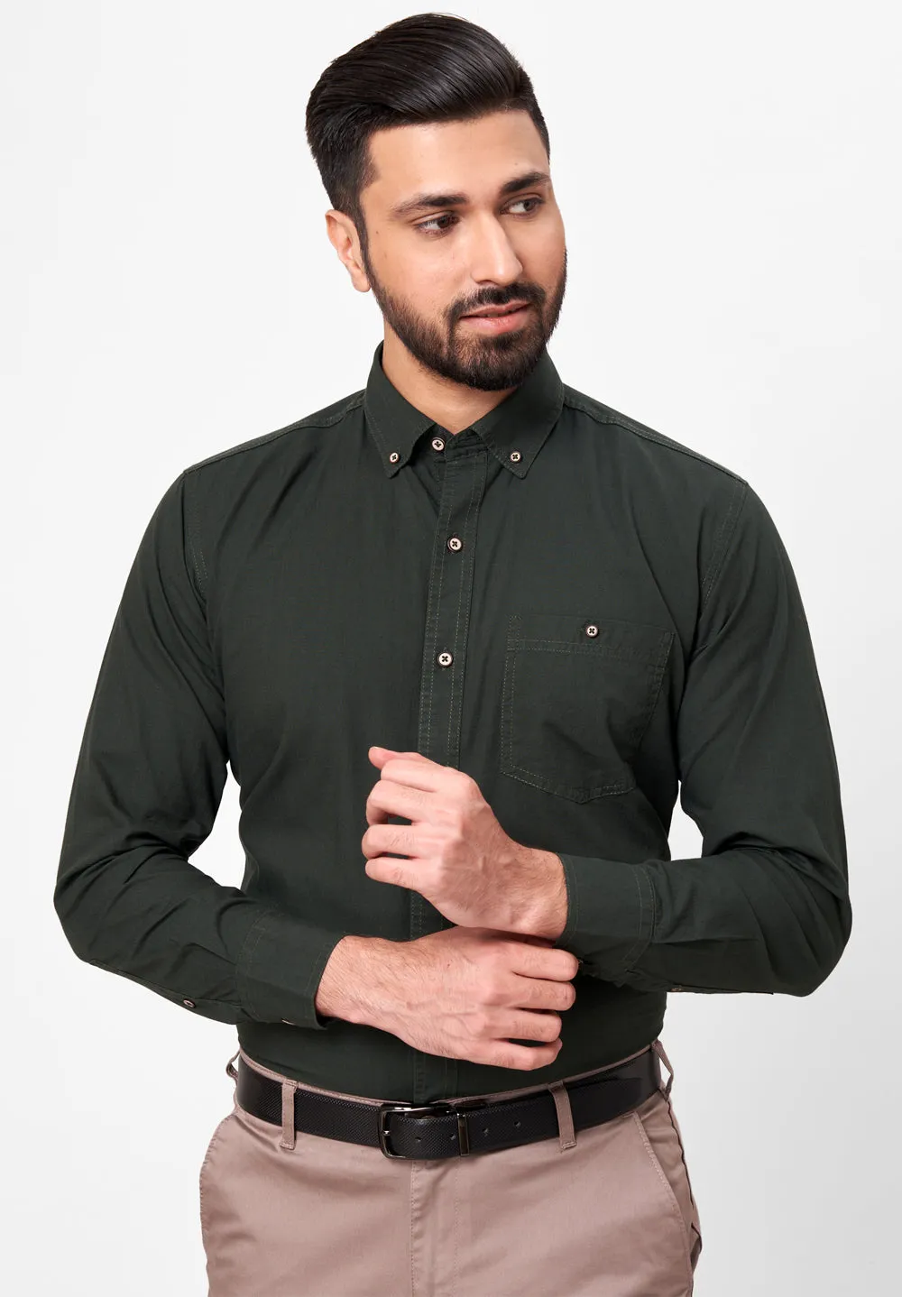 Pure Cotton Semi Formal-smart Fit Shirt - 42419