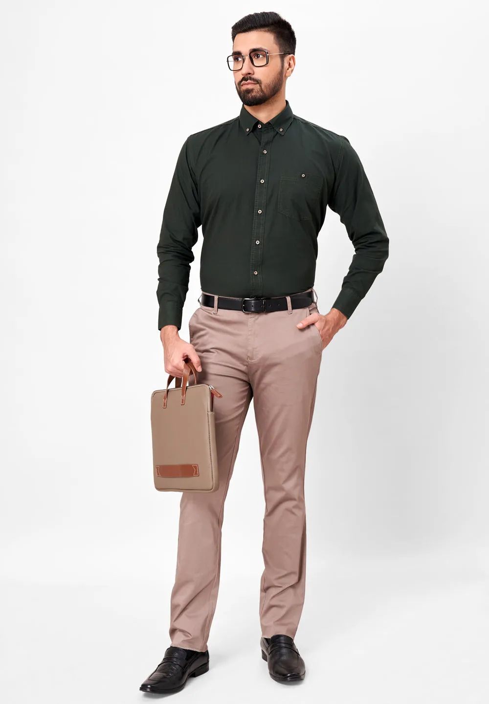 Pure Cotton Semi Formal-smart Fit Shirt - 42419