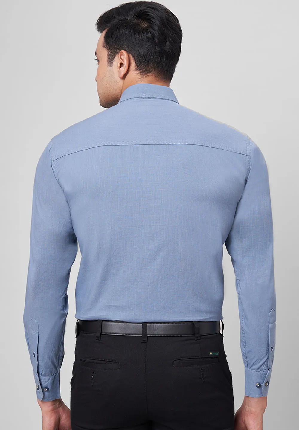 Pure Cotton Semi Formal-Smart Fit Shirt - 42421