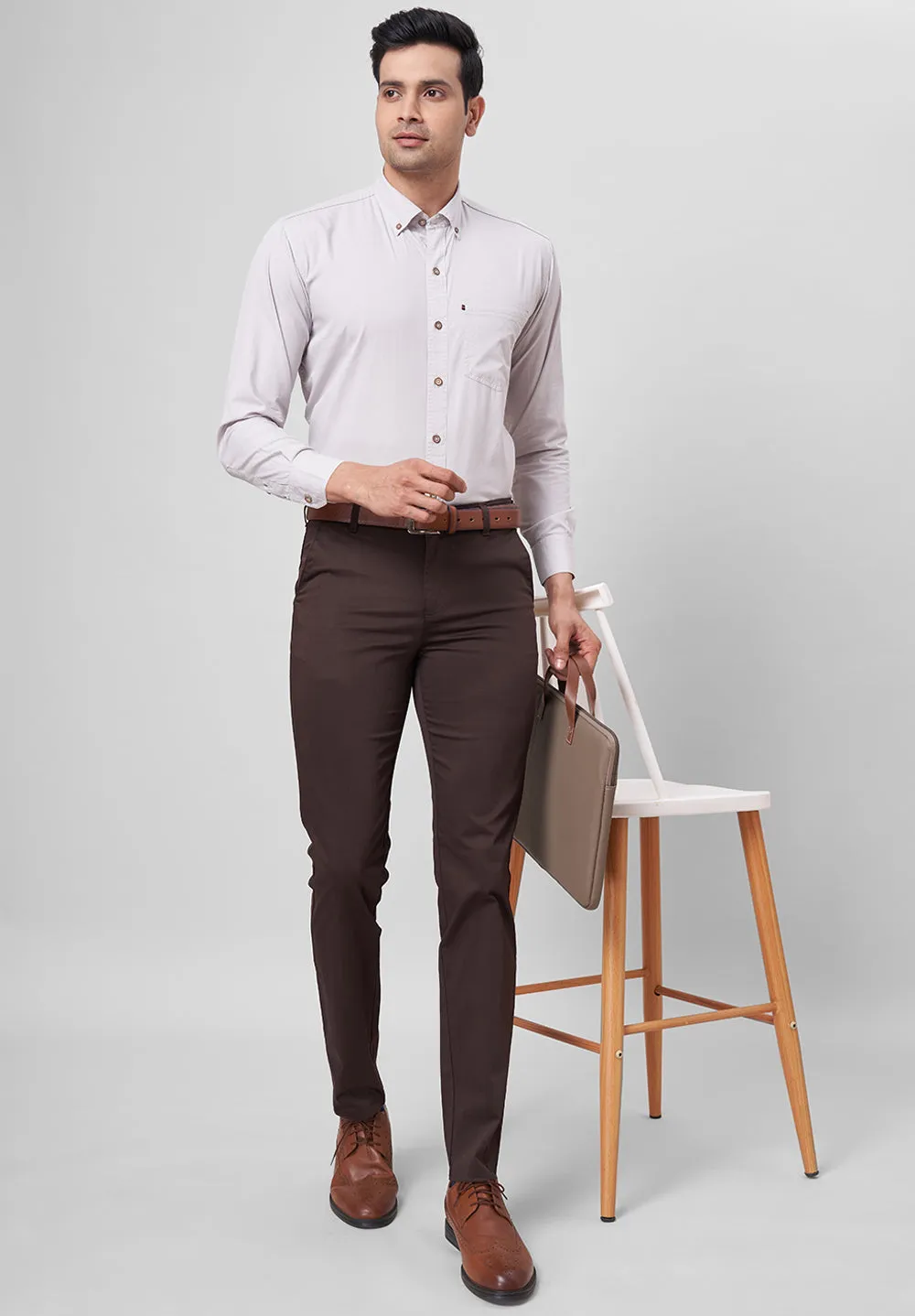 Pure Cotton Semi Formal-smart Fit Shirt - 42426