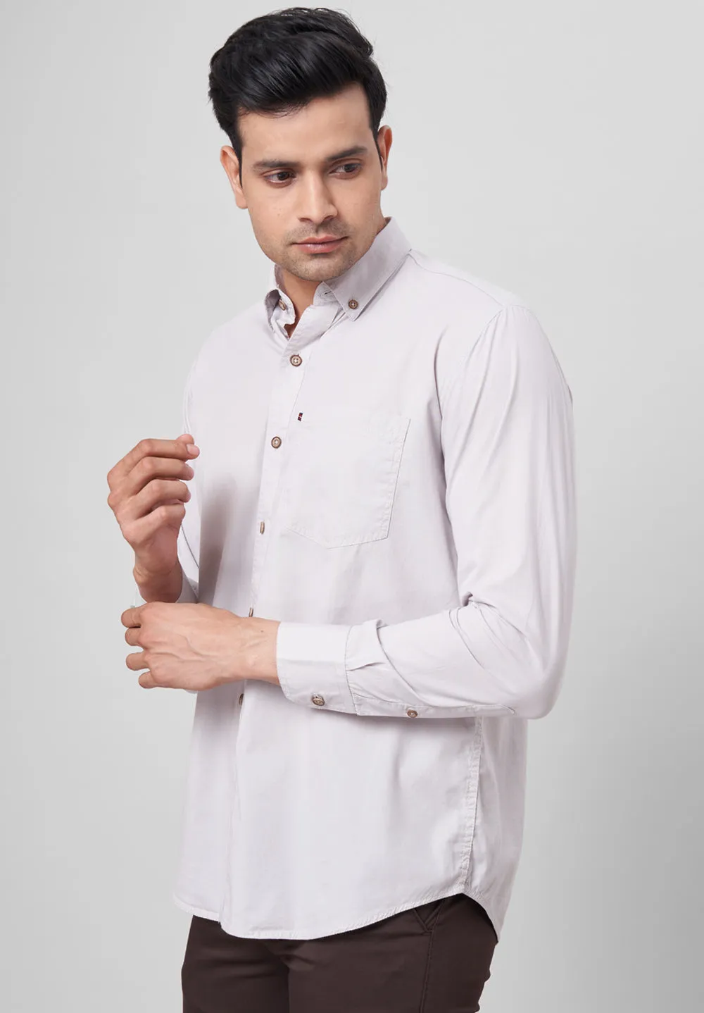 Pure Cotton Semi Formal-smart Fit Shirt - 42426