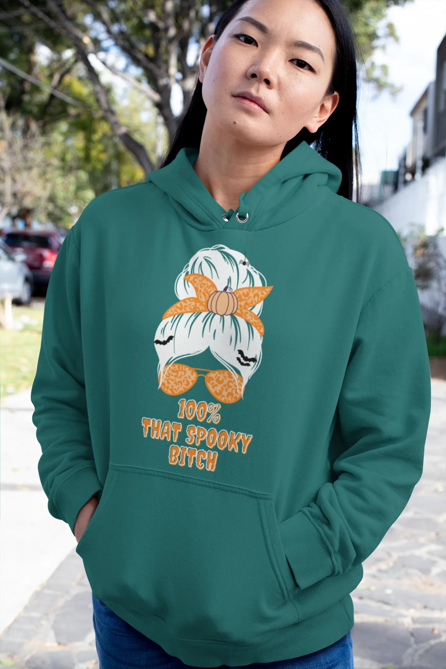 "100% That Spooky B*tch" Halloween Graphic Girlie Hoodie