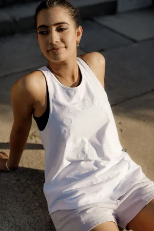 Racerback Singlet | White with Embroidery