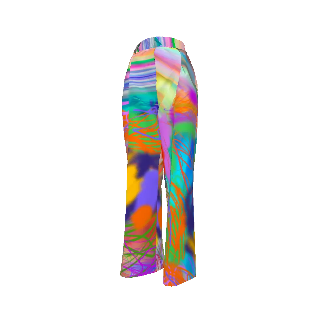 Rainbow Rock Scribble Hi-Waist Pleated Wide Leg Pant
