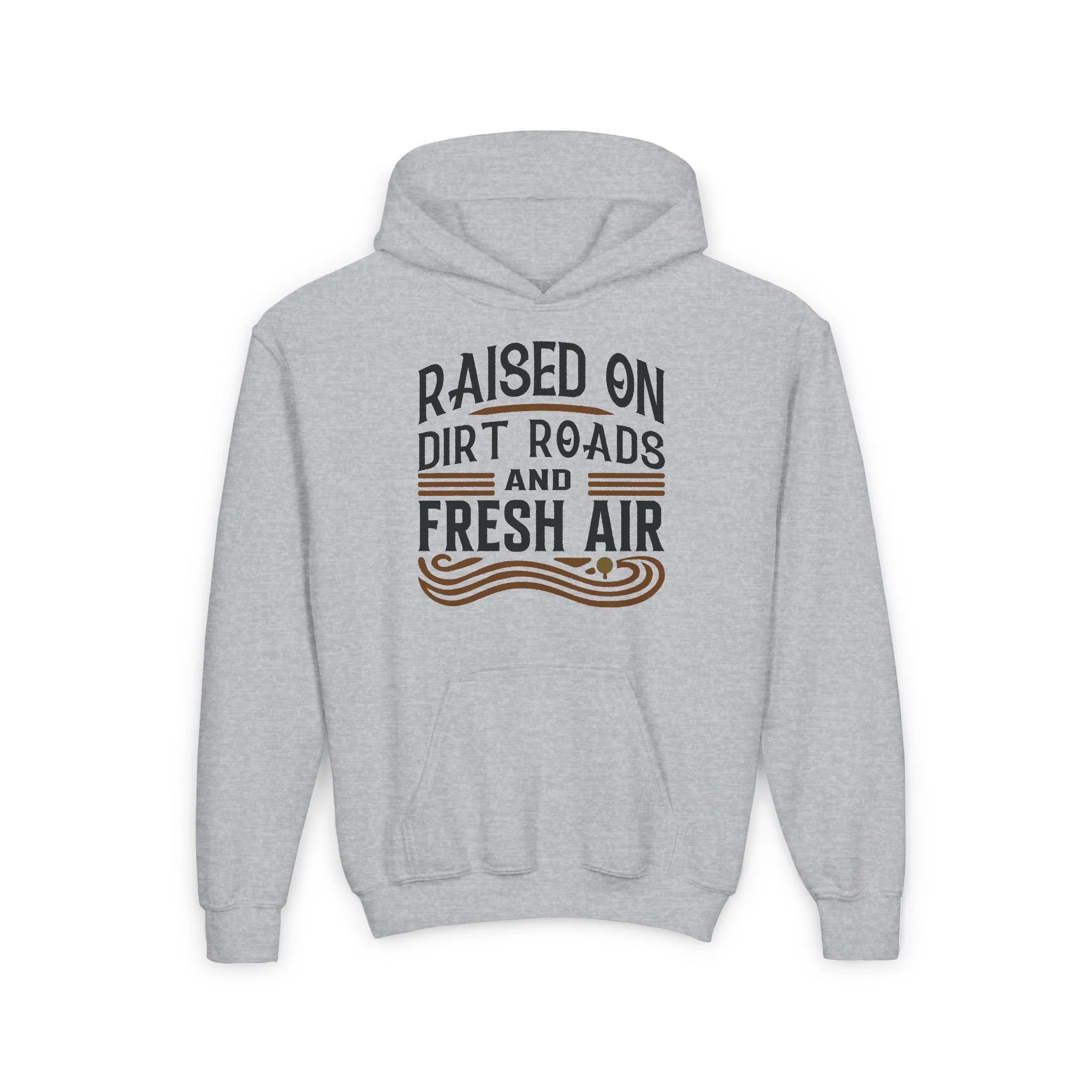 RAISED ON DIRT ROADS AND FRESH AIR YOUTH HOODIE